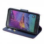 Wholesale Samsung Galaxy Note 4 Diary Flip Leather Wallet Case w Stand and Strap (Hot Pink Blue)